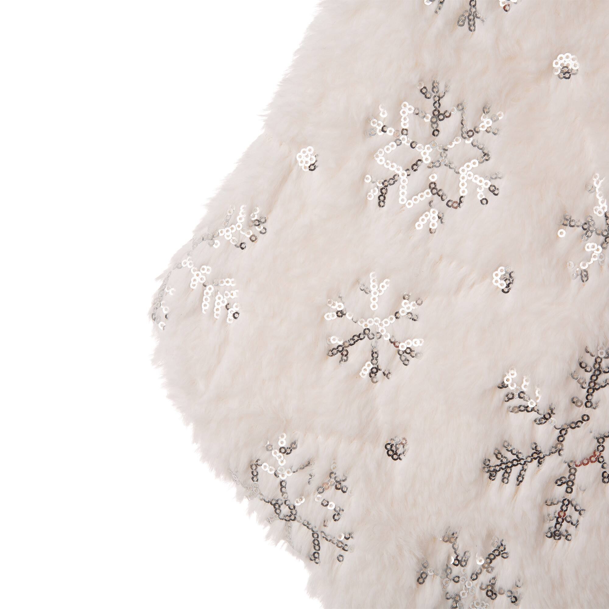 Glitzhome® 21" White Plush with Snowflake Christmas Stocking